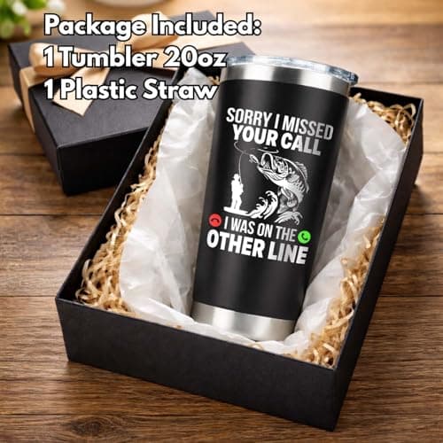 Funny Fish Gifts for Men - Sorry I Missed Your Call I Was On The Other Line Fish Tumbler - Fish Cup for Men - Fathers Day Christmas Birthday Fisherman Gifts - Fisherman Retirement Gift B0GQ3RCLNH