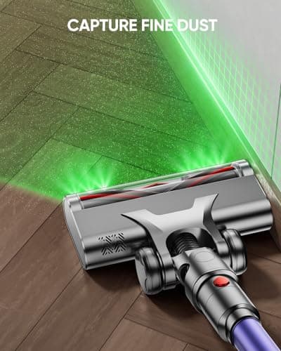 DIFFULL Cordless Vacuum Cleaner, 650W 55KPA 70Mins Vacuum Cleaners for Home, Stick Vacuum with 1.8L Cup, Anti-Tangle, 8-Stage Filter System, Green Light for Pet Hair, Carpet, Floor