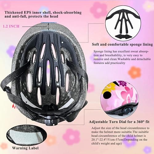 Lamsion Kids Helmet Adjustable with Sports Protective Gear Set Knee Elbow Wrist Pads for Toddler Ages 3 to 8 Years Old Boys Girls Cycling Skating Scooter Helmet