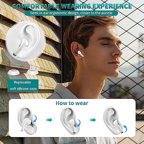 ACAGET Wireless Earbuds for iPhone 17 16 Pro Max Air 15 14 13 12 11 XR XS Bluetooth 5.3 Headphones Noise Isolation Earphones for Galaxy S25 S24 Ultra S23 S22 HiFi Bass Stereo Earphone for Google Pixel
