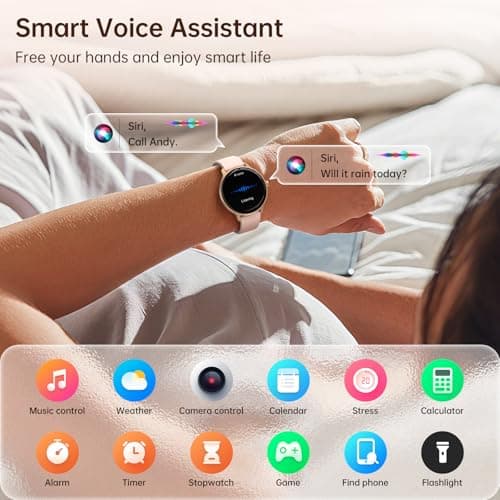Smart Watch for Women, 1.27" AMOLED Screen Smartwatch with Answer/Make Call for iPhone/Android/Samsung, Fitness Tracker with 120+ Sport Modes, Heart Rate/Sleep/Health Monitor, IP68 Waterproof, 2 Bands