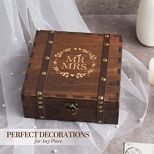 AW BRIDAL Mr and Mrs Wedding Keepsake Box for Couples, Wooden Memory Boxes with Lids, Bridal Shower Gifts for Bride Bachelorette Party, 2025 Engagement Gift for Newlyweds and Marriage Couple