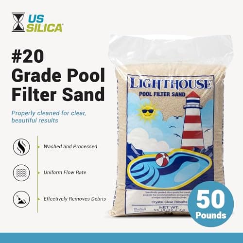 U.S. Silica 50 Pound Pool Filter Sand, Safe and Odorless Crystalline Silica Filtration Media for Swimming Pool Systems Maintenance