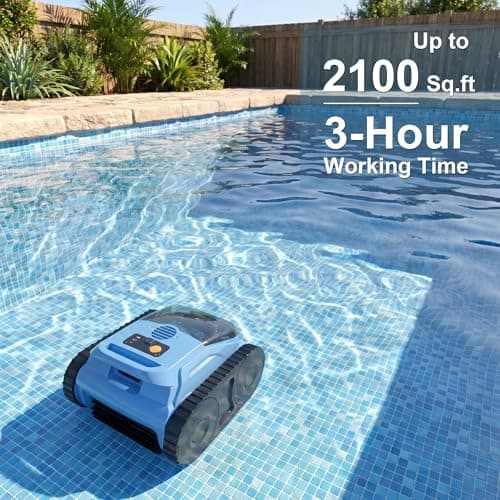 (2025 Upgrade) Pool Vacuum for Inground Pools, Robotic Pool Cleaner, Wall Climbing Pool Cleaner, Cleans Pool Floors, Drain & Walls & Waterline, Cleaning Up to 2100 Sq.ft, 180 Min