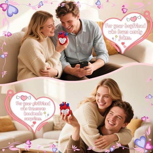 Mini Gifts for Him Her Couple Christmas Valentine’s Day To My Love Handmade Crochet Anatomical Heart Love Gift for Women Boyfriend Girlfriend Husband Wife Anniversary Christmas Valentines Birthday