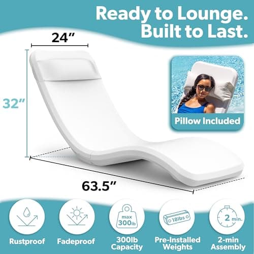 GoSports Coast Modern in Pool Lounge Chair - Waterproof & Weighted Chaise Lounger - Outdoor Pool Furniture for Patio or in Baja Shelf