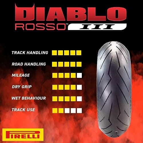 Pirelli Diablo Rosso III Motorcycle Tire Set: 120/70 ZR 17 M/C Front & 190/50 ZR 17 M/C TL Rear- High Performance, Durable for Sport/Street Bikes (2 Pack)