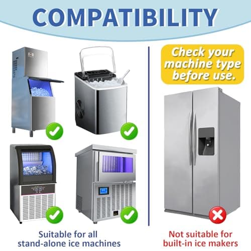 Ice Machine Cleaner Maker and Descaler - 100 Ice Maker Cleaner Tablets Compatible with All Major Brands, Nickel Safe Descaler Countertop Portable Commercial Icemaker Cleaning Solution