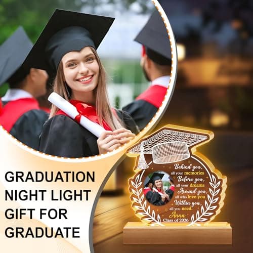 Hyturtle Personalized Graduation Night Light - Custom Photo Light Up Acrylic Plaque Lamp for Women - Inspirational Senior 2026 Graduation Gifts Her Him - College Grad Gifts - Graduation Gifts B0F291WN3G