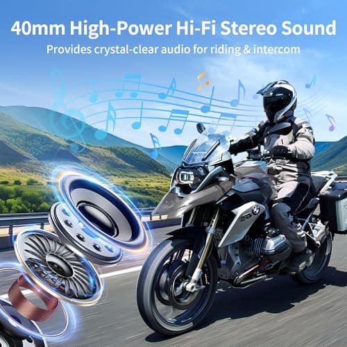 Fodsports FX4 Pro Motorcycle Bluetooth Headset, 4 Riders Group Motorcycle Intercom, 1200m Helmet Communication System with Hi-Fi Music/FM/Auto Call/Voice Control, Universal Pairing(Blue FX4 Dual)