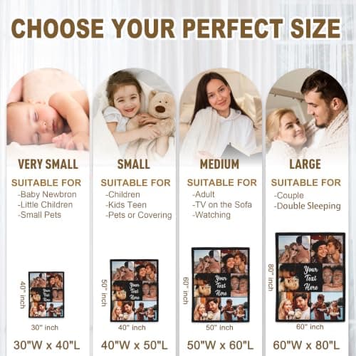 Yofair Ships Next Day, Custom Blanket with Picture Soft Fleece Throw Blanket Anniversary Couple Gifts Personalized Photo Blankets Birthday Gifts for Women Boyfriend Girlfriend Wife Husband B0FM3VF654