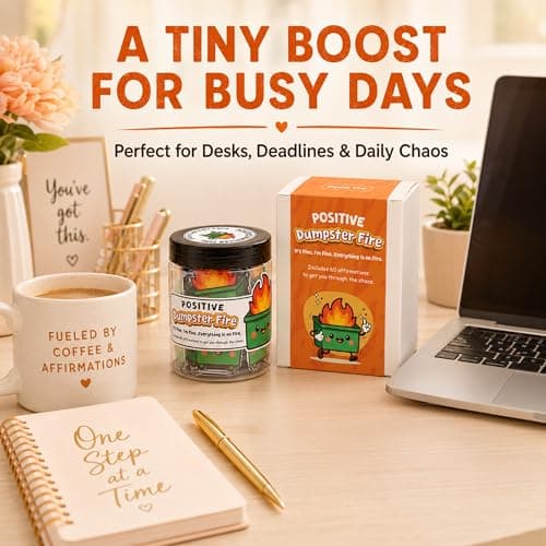 Emotional Supports Dumpster Fire Jar, 60 Positive Affirmation Cards, Dumpster Fire Desk Accessories, Thank You Retirement for Women Men Farewell Going Away Gifts for Coworkers Chaos Coordinator Office B0F898K73X