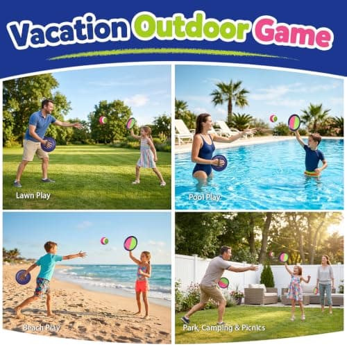 Toss and Catch Velcro Ball Set for Kids Outdoor Toys Yard Games Outside Games Beach Toys for 3 4 5 6 7 8 9 10 Year Old Boys Girls Classic Gift B0H36QJ768