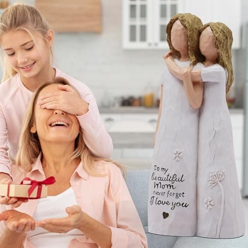 Birthday Gifts for Mom,Mother of The Bride Gift,Christmas Mothers Day,Mother Daughter Statue Mom Birthday Gifts from Daughter,Gifts for Mom Hand-Painted Figurines B0D9QCPWTW