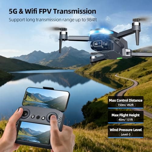 GPS Drone with Camera for Adults, 2K FPV Drone with 4.5" Screen Remote Controller, Brushless Motor, Auto Return, Follow Me, Tap Fly & Circle Fly, Long Flight Time Foldable Quadcopter for Beginners