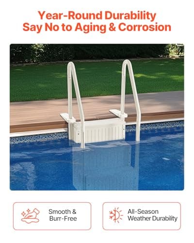 VEVOR Swimming Pool Ladder, 4-Step Double Handrails Stairs with Non-Slip Heavy Duty Steps, Max Load Capacity 400 lbs, for 48-54 in Inground & Above-Ground Pools of Any Decking Surface, Milk White