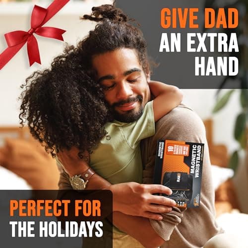 RAK Magnetic Wristband for Holding Screws, Nails, Drill Bits for Men - Premium Nylon with Lightweight Powerful Magnets, Magnetic Wristband for Tools, Gifts for Dad, Husband, Grandpa, Handyman