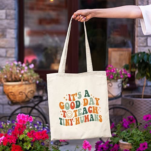 Teacher Appreciation Gifts School Canvas Tote Bags Aesthetic Travel Beach Bag Summer Reusable Grocery Shopping Bag