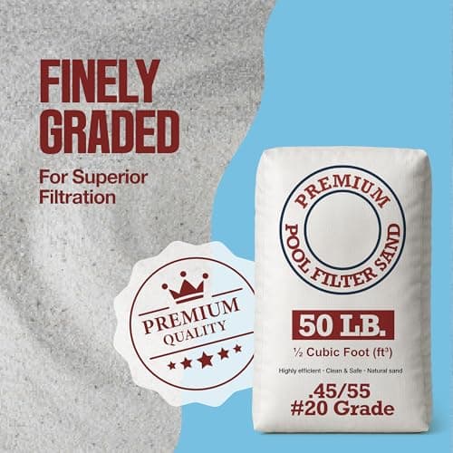 Play22 20 Grade Pool Filter Sand - Pool Sand, 50 Pound Bag Silica Sand for Pool Filter, Non Staining, Non Corroding, for Above Ground and Inground Swimming Pool Care