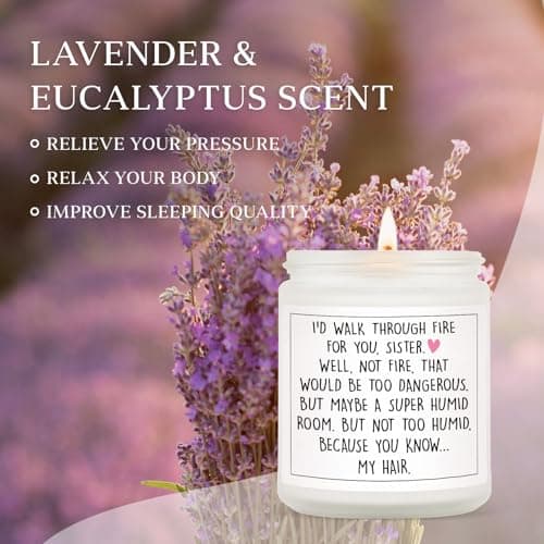 Funny Sister Gifts, Sister Birthday Gifts Ideas- Handmade Lavender Natural Soy Wax Candle (7oz)- Sisters Gift from Sister Brother for Graduation, Birthday, Christmas, Mothers Day, Sis Candle