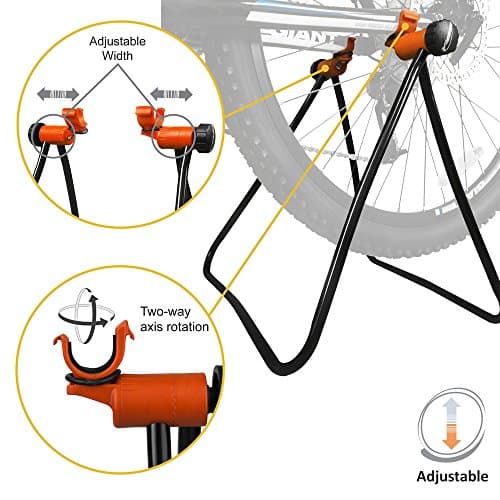 Ibera Easy Utility Bike Stand for 20"-29" - Adjustable & Foldable Bicycle Stand for Storage & Repair - Floor-Mounted & Scratch-Free Alloy Steel Rack - ideal Bicycle Storage for Indoor Garage