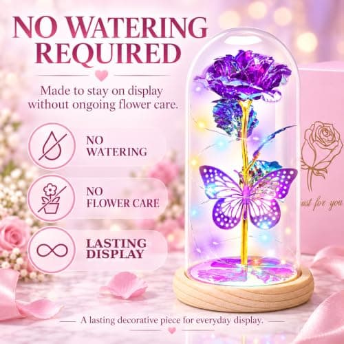 QUNPON Mothers Day Rose Gifts for Mom Flowers Rose Gifts for Women,Birthday Gifts for Women,Purple Butterfly Flowers for Mom Mother Day Flower Gifts from Daughter Son,Gift for Sister,Her,Grandma,Wife