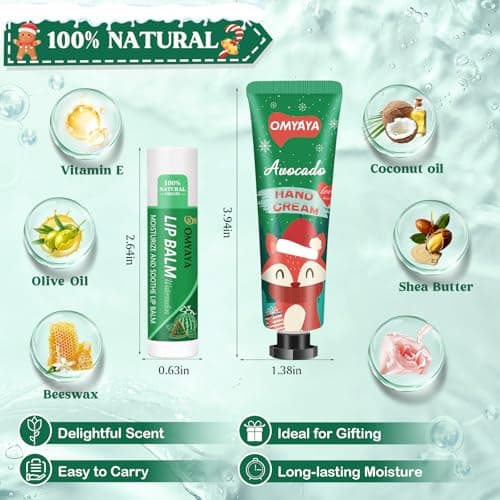 Candles Gifts for Women, 4 Christmas Scented Candles, 4 Mini Hand Cream Lotion & 4 Lip Blam Gift Set for Women, Ideal Party Favors Christmas Gifts Stocking Stuffers for Mom, Coworker, Teacher, Friend