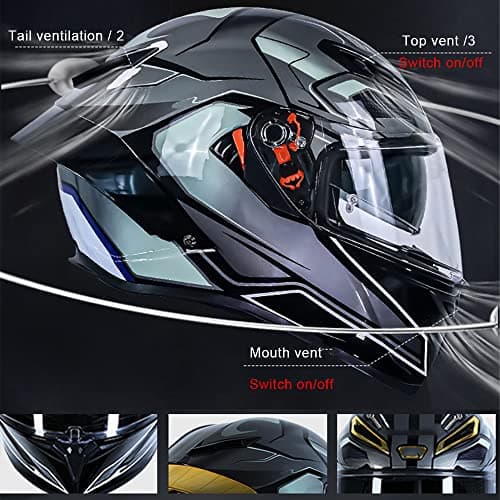 Full Face Motorcycle Helmet, DOT Approved, ABS Shell, Graffiti & Handprint Art Graphic Design, for Men Women and Youth