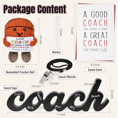 Basketball Coach Gifts - 5PCS Cheer Coach Thank You Appreciation Gifts for Men Women Basketball Coaches Retirement Birthday Gifts