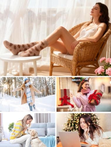 Soft Thick Plush Warm Socks, Christmas Winter Gifts for Ladies,Comfortable Indoor Home Socks, Sleep Slipper Socks Fuzzy Socks for Women Fluffy Cozy Slipper Socks Fall Halloween Socks Gifts B0DKF8CRWW