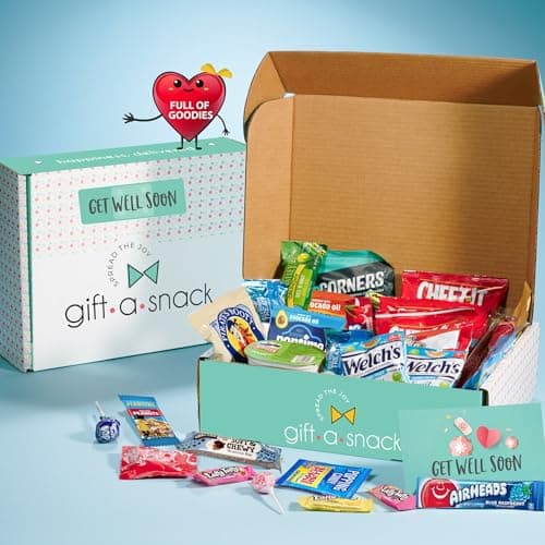 (45 Count) Greeting Card Feel Better Sweet Treats Gift Basket, Candies Chips Crackers Bars - Office Food Assortments Gift A Snack - Get Well Soon Snack Box Variety Pack Care Package B0BN96RG2S