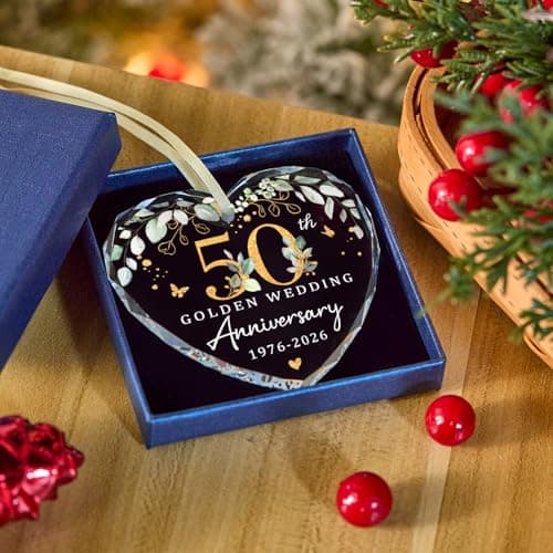Marriage Gifts for Parents,50th Anniversary Marriage Gifts for Couple Golden Wedding Decorations,Golden Wedding Gift 50th wedding anniversary gifts,Happy 50th Anniversary Ornament B0H1WN27QW