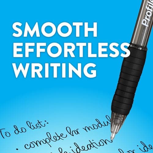 Paper Mate Profile Retractable Ballpoint Pens, Bold Point (1.4mm), Black Ink, 12 Count - Writing, Journaling, Office Supplies