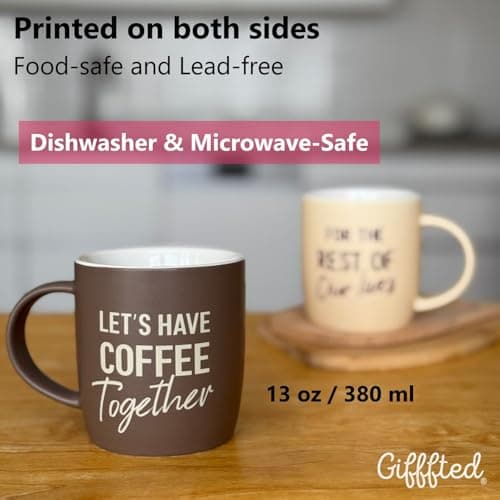 Engagement Wedding Gifts for Couple, Bride & Groom, Newlywed, Bridal Shower, His and Hers, Mr and Mrs, Christmas, Valentine's Triple Gifffted Lets Have Coffee Together Mug Set For Couples, 13oz Ceramic B0DP5GFK31