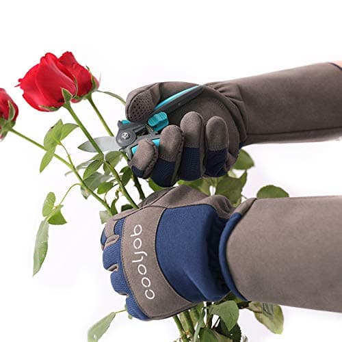 COOLJOB Thorn Proof Rose Pruning Garden Gloves for Men, Long Sleeve Padded Yard Work for Bush, Blackberry, Cactus, Heavy Duty/Puncture Resistant/Machine Washable, Large, Navy