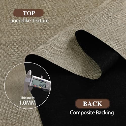 OTOEZ Faux Linen Fabric by The Yard, 58" W 1mm Thicken Upholstery Fabric Durable Faux Linen Type Cloth Upholstery Material for Sofa, Chair, Seat Repair & DIY Projects (Light Coffee, 1 Yard 58x36 Inch)