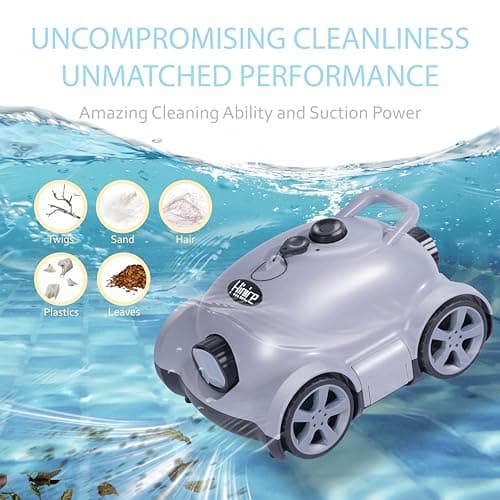 Cordless Robotic Pool Cleaner,Automatic Pool Vacuum Robot for In-Ground/Above Ground Pools,150 Min Runtime, IPX8 Waterproof, 2200 Sq Ft Coverage (Grey)