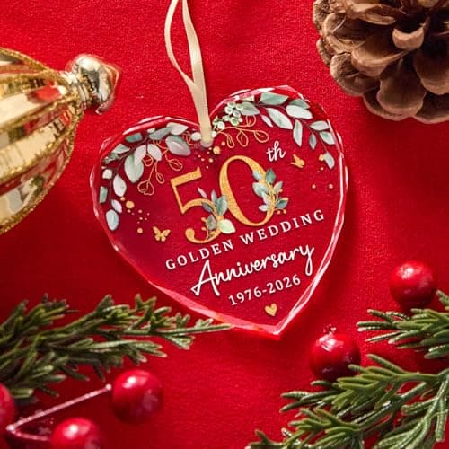 Marriage Gifts for Parents,50th Anniversary Marriage Gifts for Couple Golden Wedding Decorations,Golden Wedding Gift 50th wedding anniversary gifts,Happy 50th Anniversary Ornament B0H1WN27QW