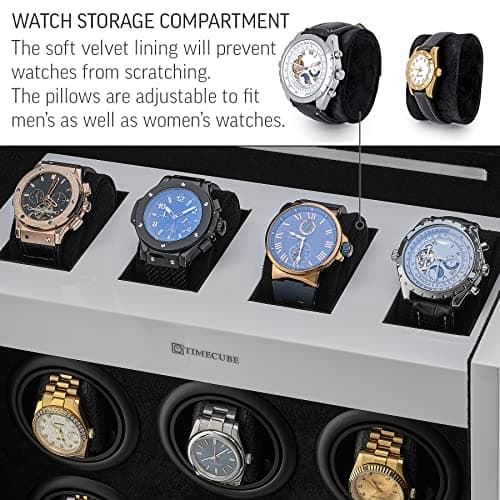 TIMECUBE 9 Watch Winder with 4 Storage Slots and Interior Light