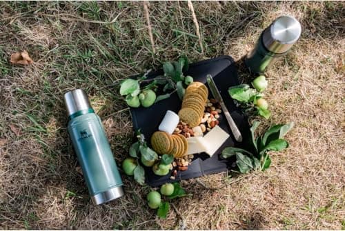 Stanley Classic Legendary Vacuum Bottle 20 oz | Wide Mouth with Leakproof Cup Lid | Keep Drinks Hot or Cold | Packable for Travel | Insulated Stainless Steel Thermos | BPA-Free | Hammertone Green