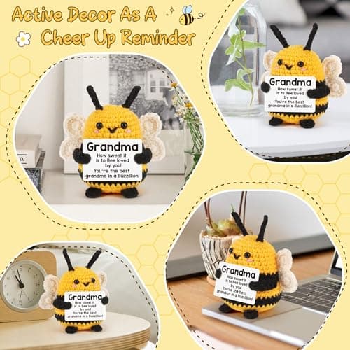 LEJIAJINW Emotional Handmade Bee Gifts for Grandma Christmas Grandmother Gigi Nana Birthday Gift for Women, Funny Mothers Day, Easter Egg Stuffers Tiny Positive Bee for Grammy Granny Valentines