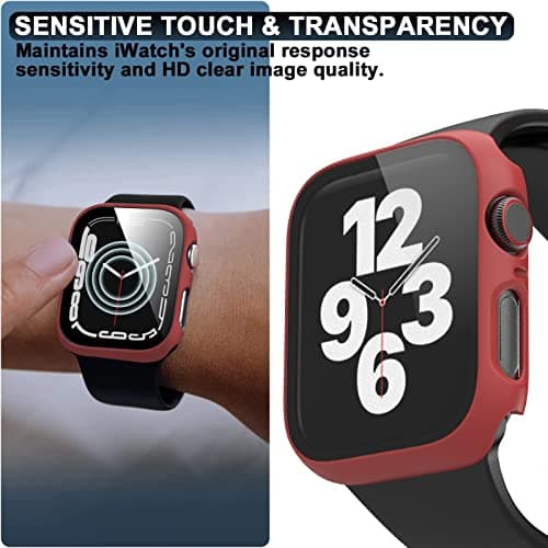 6 Pack Hard PC Case with Tempered Glass Screen Protector 44mm for Apple Watch SE 3/SE(2nd) Series 6/SE/5/4,Rontion Ultra-Thin Scratch Resistant Full Protective Bumper Cover for iWatch 44mm Accessorie