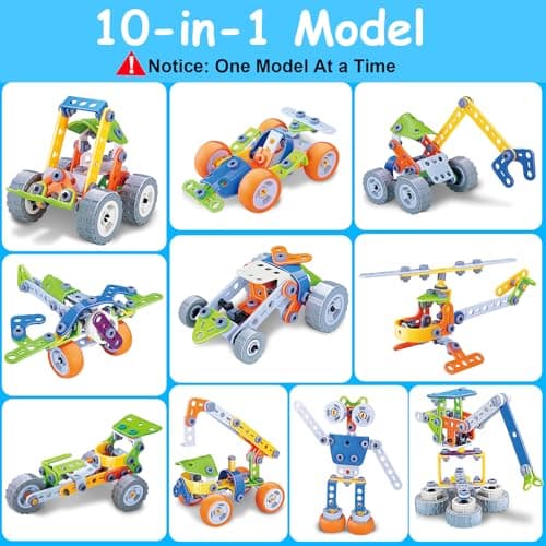 10 in 1 STEM Toys for 4 5 6 7 8+ Year Old Boy Girl Birthday Gifts Building Toys for Kids Ages 4-8 5-7 6-8 Preschool Educational Stem Activities for Boys 3-5 4-6 8-10 Creative Games Christmas Idea Gift