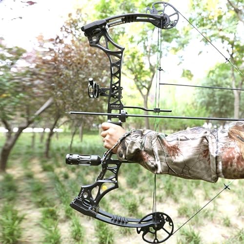 Compound Bow Kit, Hunting and Target, Limb Made in USA,Draw Weight 30-70 lbs Adjustable, Draw Length 19-30.5",up to IBO 320FPS Speed, Package with Archery Hunting Accessories