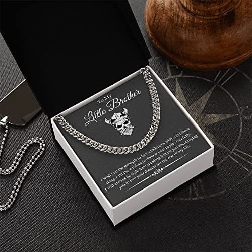Stainless Steel Cuban Chain Necklace for Brother - Sentimental Birthday Gift from Sister - Men's Gold Silver Necklace for Christmas