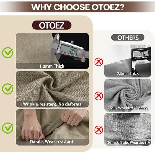 OTOEZ Faux Linen Fabric by The Yard, 58" W 1mm Thicken Upholstery Fabric Durable Faux Linen Type Cloth Upholstery Material for Sofa, Chair, Seat Repair & DIY Projects (Light Coffee, 1 Yard 58x36 Inch)