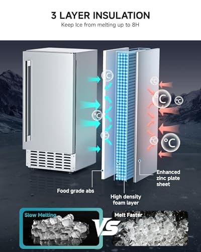 EUHOMY Under Counter Nugget Ice Maker Machine, 70Lbs/Day, Bulit-in Freestanding Ice Maker with Double Ice Baskets, Self-Cleaning & 24H Timer Ice Machine, for Home Use(Silver)