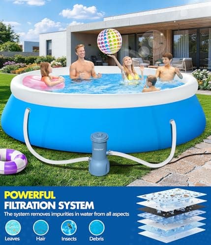 KimFilter Pro Series 1000 GPH Above Ground Pool Filter Pump, Powerful Pool Cartridge Filter Pump, Water Circulation and Filtration System -Improved Water Clean & Clarity, Pools Pumps Above Ground-Gray