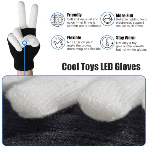 Luwint LED Light Up Rave Gloves for Adults & Teens, Flashing Party Accessories Gift Ideas​ for Halloween Christmas Dance