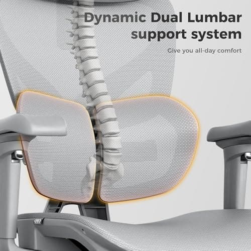 OTO Zenpex Ergonomic Mesh Office Chair, 1.96" Adjustable Seat Depth, Dynamic Lumbar Support, Extensible Footrest, Up to 300 lbs, 135° Recline Backrest for Home, Gaming & Executive Office
